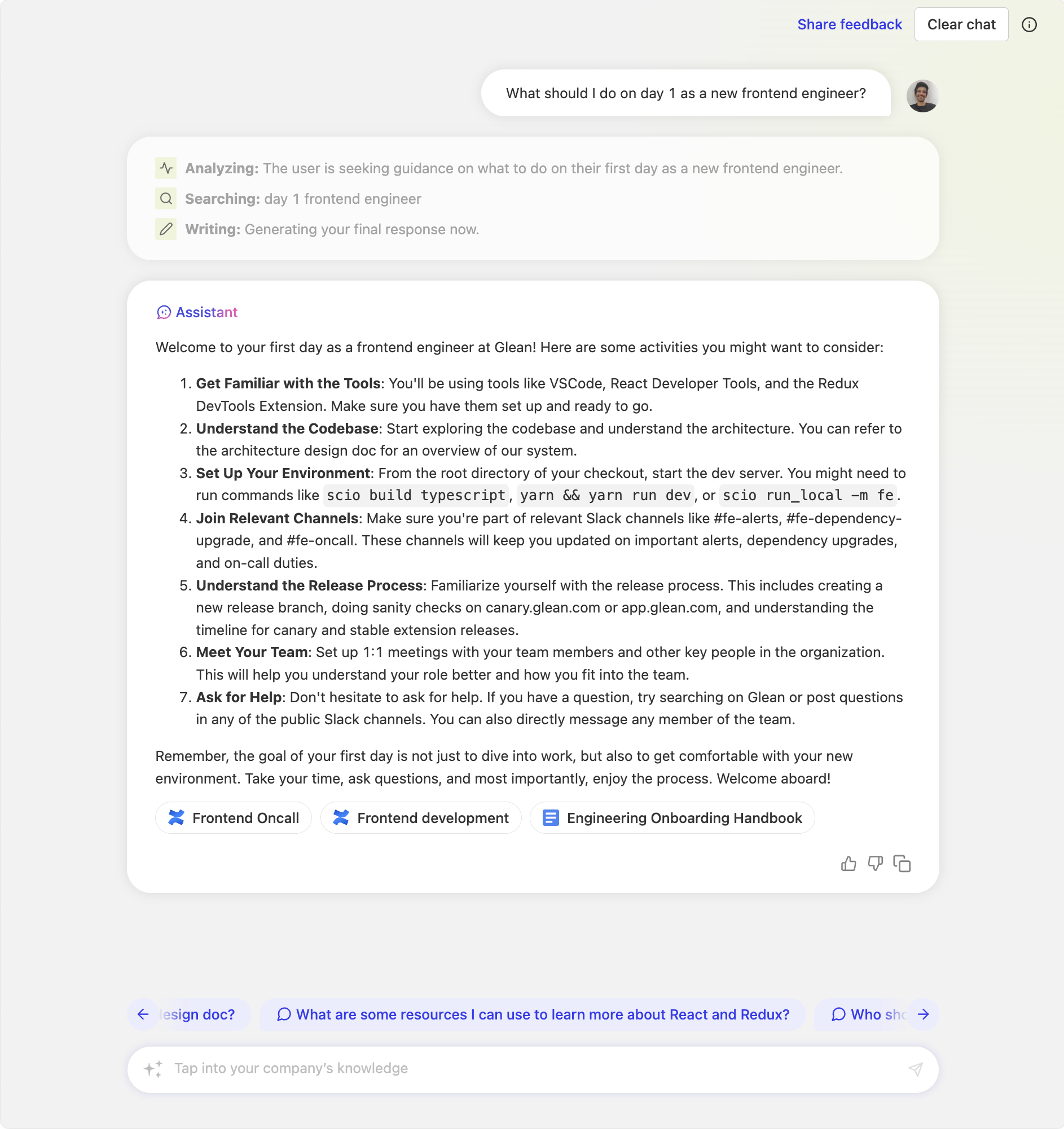 Glean Chat Interface